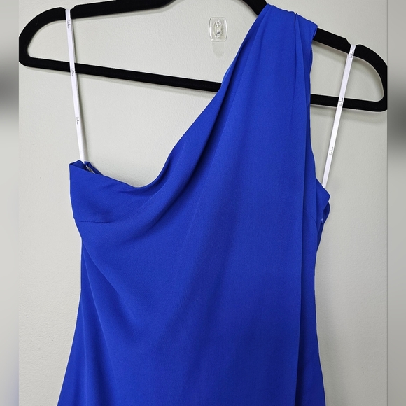 Lulus Isloda Blue One-Shoulder Cowl Backless Sash Mini Dress, Size XS - Picture 10 of 13